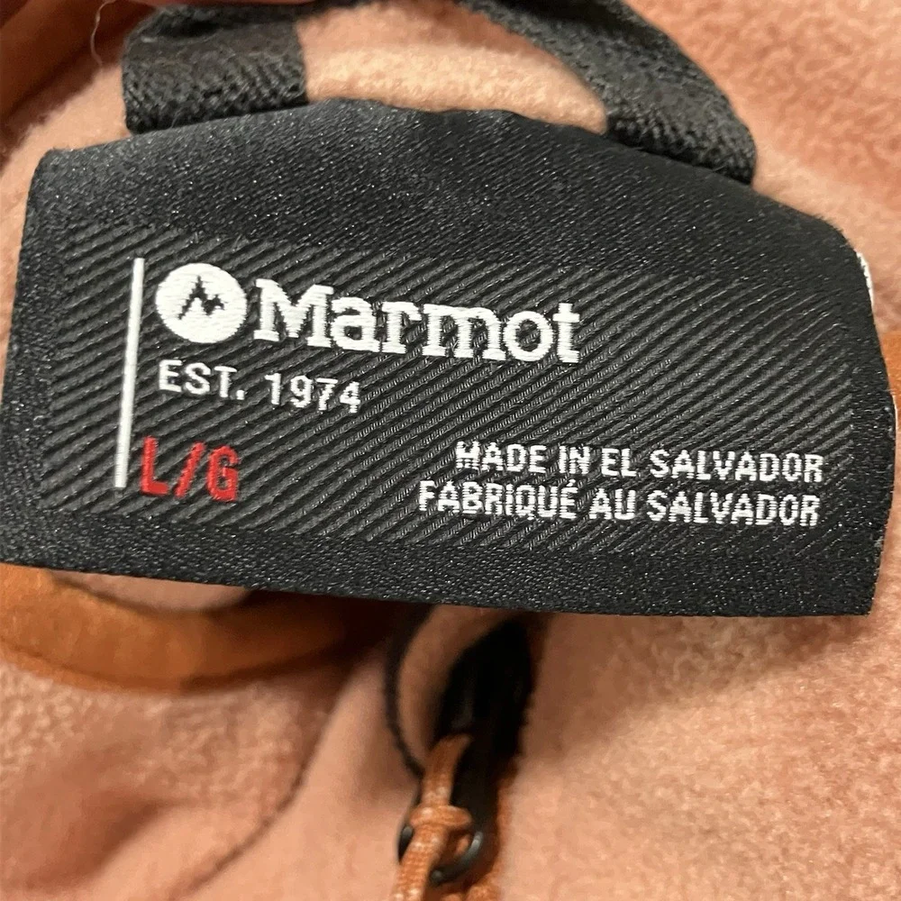 Marmot Rocklin Fleece Jacket Colorblock Full Zip Peach Black Womens Size Large